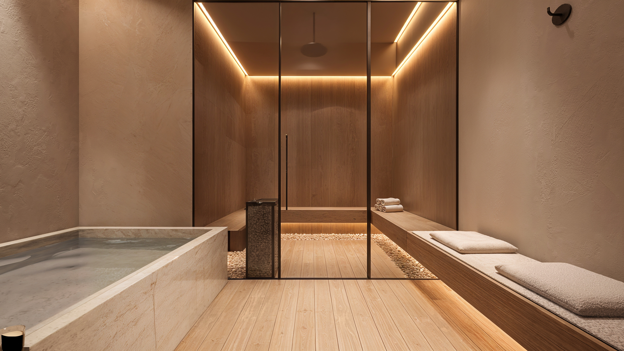 Sauna and cold plunge wing
